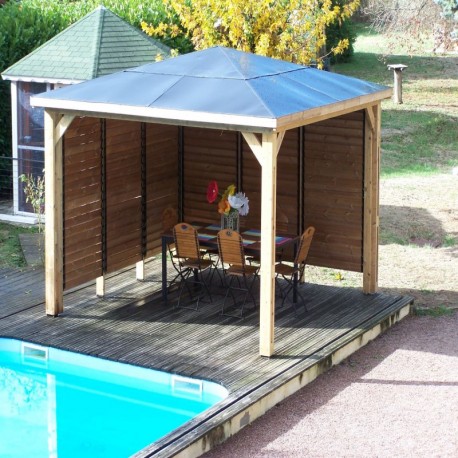 Kiosque de Jardin Blueterm en bois 12.32 m2 avec 2 Parois Habrita