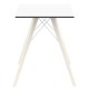 Table à manger Vondom Faz Wood plateau carré blanc et pieds chêne blanchis