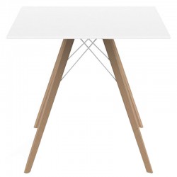 Eettafel Vondom Faz Wood Tray 80 White Square en Natural Oak Feet