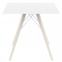 Dining table Vondom Faz Wood Tray 80 White Carre and White Oak Feet