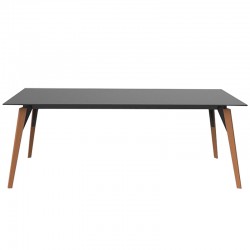 Mesa Vondom Faz Bandeja de Madeira 200x90 Carvalho Natural Preto e Pés