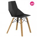 Set van 4 stoelen Vondom Faz Wood2 Black Oak Feet