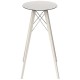 Table Haute Vondom Faz Wood Plateau Rond Hpl Blanc et Bord Noir avec Pieds Chene Blanchi Diamètre 50 x H105cm