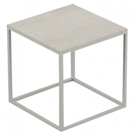 Table basse carrée Pixel Vondom Dekton Danae écru et pieds écru 40x40xH25