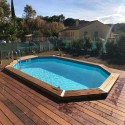 Pool Wood Ubbink Océa 355x550 H120cm Forro Azul