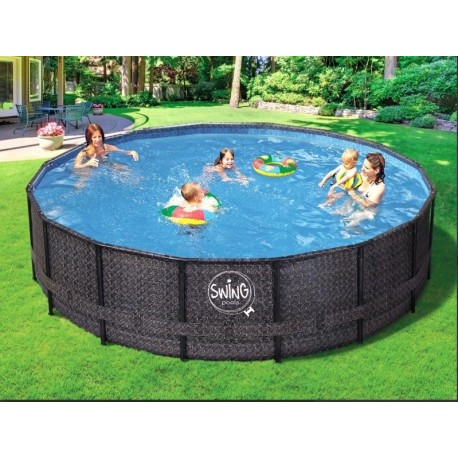 Piscine Swing Elite Ronde Design rotin 427x107