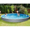 Piscine Azuro Ronde 360x120 style pierres grises avec Filtre à sable