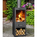 Rosa Cook King chimenea exterior con pira