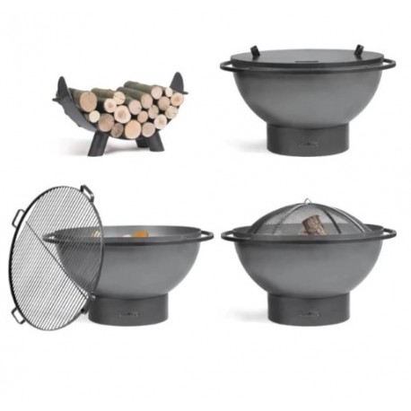 Kongo Cook King Premium Brasero de Jardín 85cm con 4 Accesorios