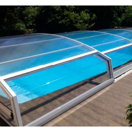 Abri de Piscine Bas Abrisol télescopique Chypre 8.37x4.50m sans rail