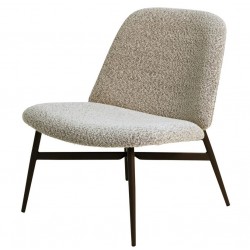 Lot de 2 Fauteuils Bala effet bouclette Blanche Piétement Métal Noir VeryForma