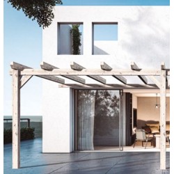 Pergola adossée en bois brut Sevilla 5x4m 20m2