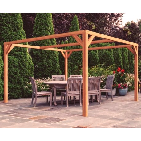 Tarragona 4x4m 16m2 freistehende Pergola aus rohem Holz