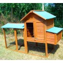 Poulailler de Jardin en bois 5-8 Poules Habrita 2.13m2 bi-corps