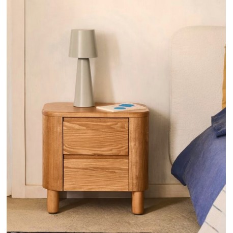 Ash Wood Nightstand and Drawer 55x50 Saly VeryForma