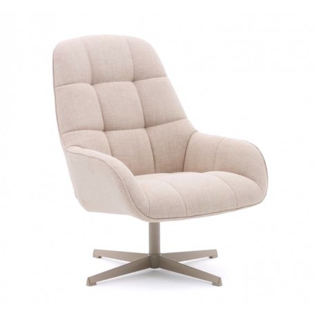 Aspe swivel armchair beige fabric and metal VeryForma