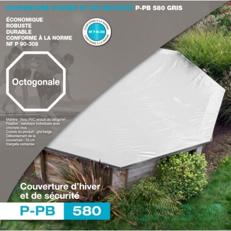 Couverture d’hiver piscines bois octogonales 530 gris P-PB 580